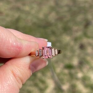 Blush Tourmaline and Moissanite Ring